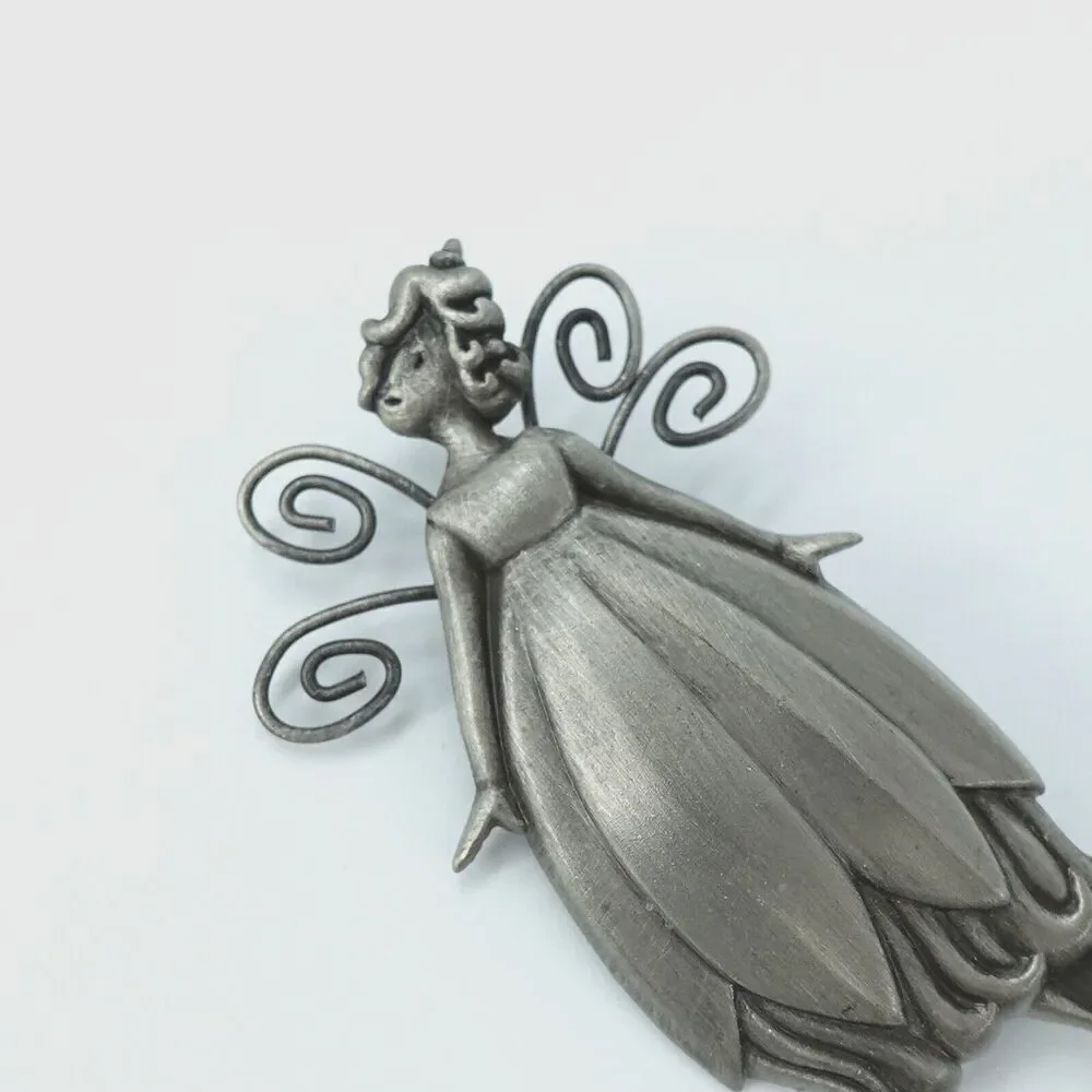 Vintage‎ Fairy Brooch HMK Hallmark Pewter Whimsical Ethereal Mystical Goblincore
